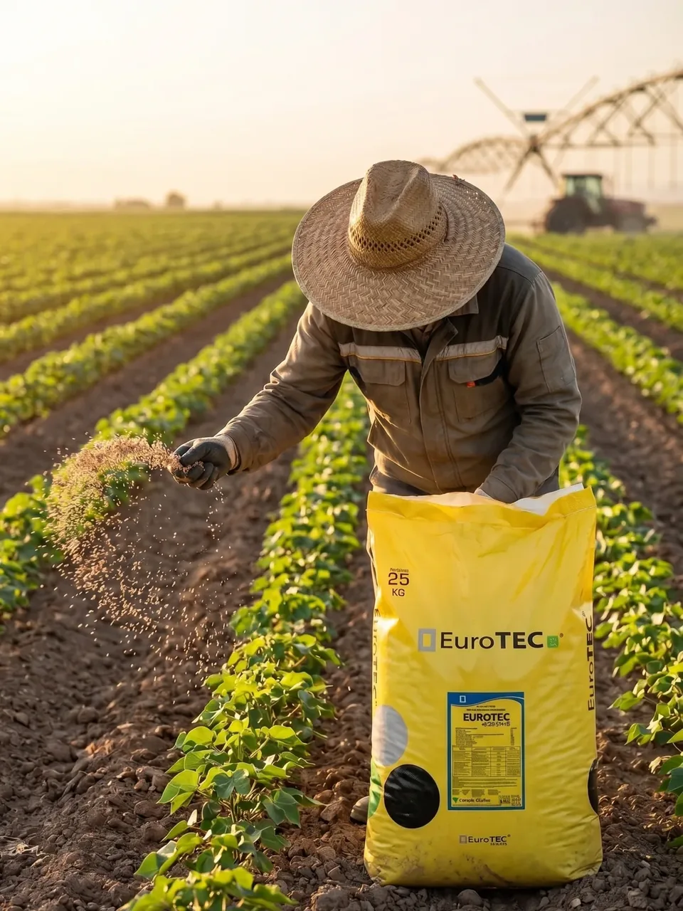 Sahada EuroTEC ürünü ile elle gübreleme ve tohum atma uygulaması
